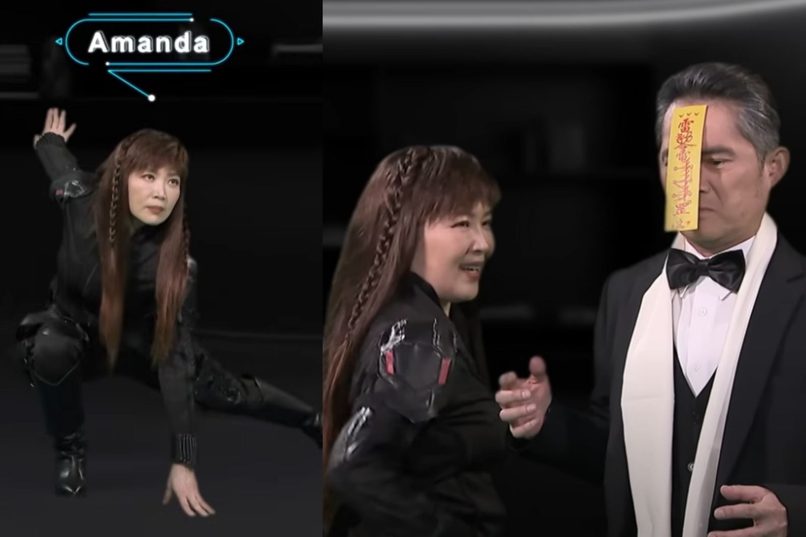 林秀玲(左)扮黑寡婦,江國賓(右)扮賭神高進。三立提供