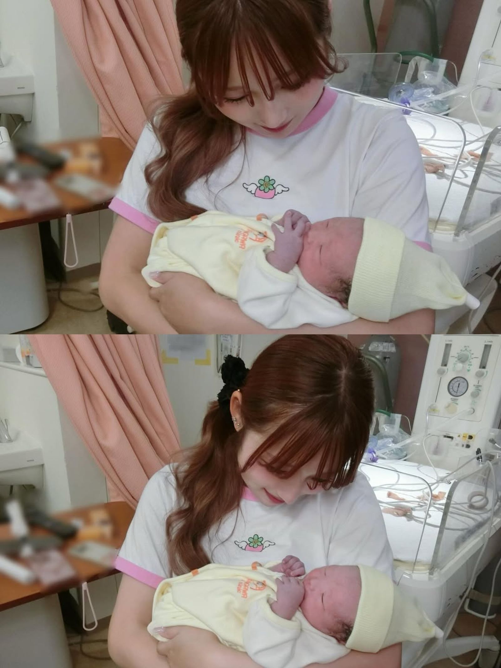 辻希美大女兒希空抱著妹妹,兩人相差將近18歲。翻攝IG@noa._.1126__