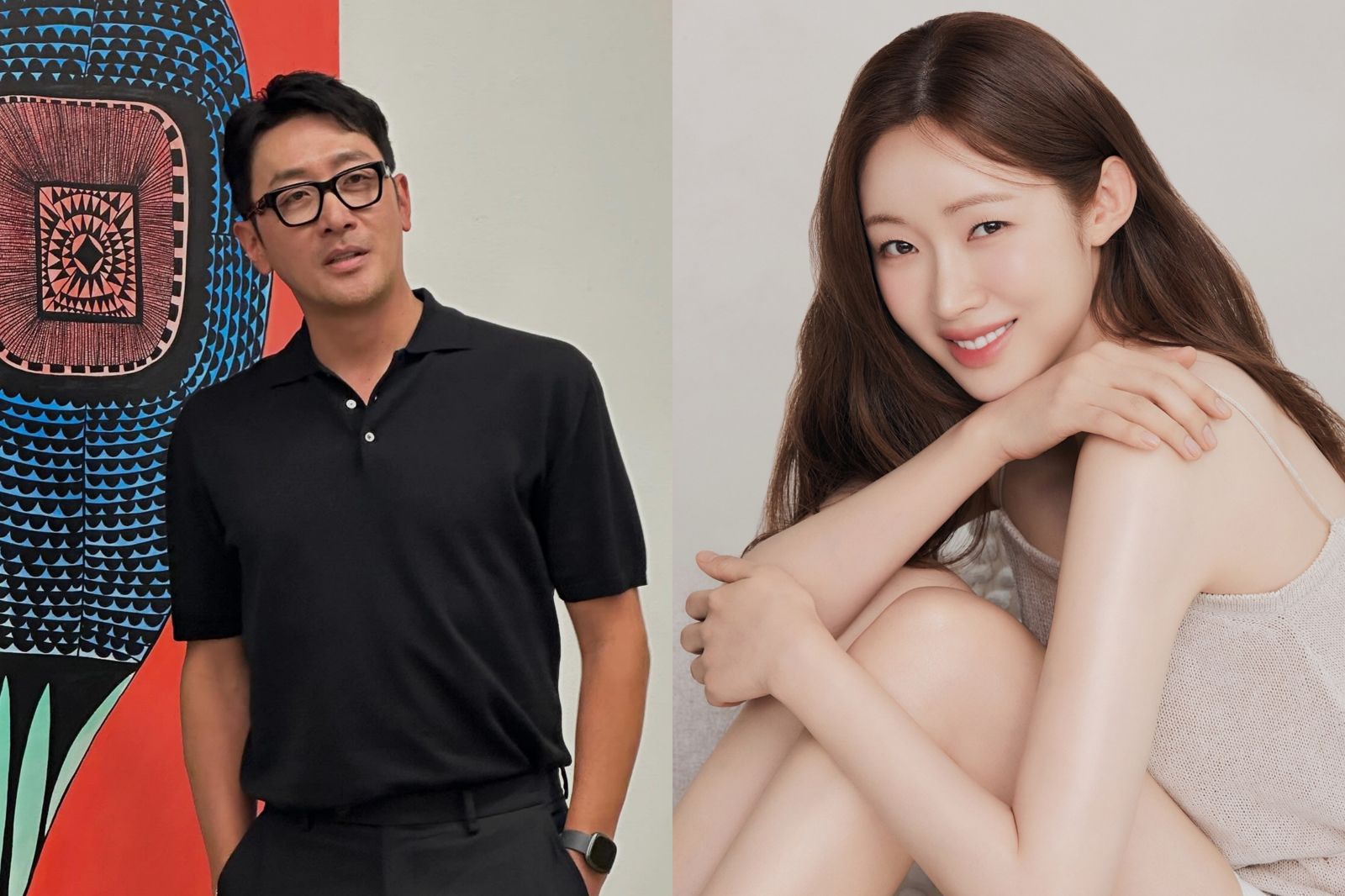 河正宇(左圖)與車貞媛將在12月13日完婚。圖/翻攝自IG@__hajungwoo、翻攝自IG@ch_amii