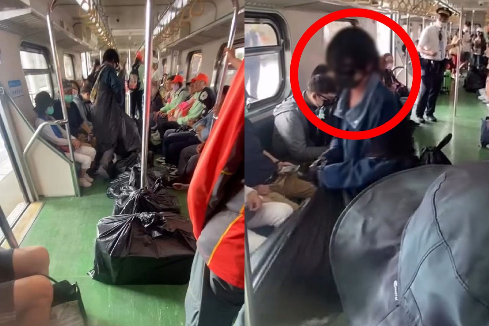 「墨鏡姐」疑省運費惹怒香燈腳！　8袋行李堆滿走道延誤區間車班次…列車長出手了