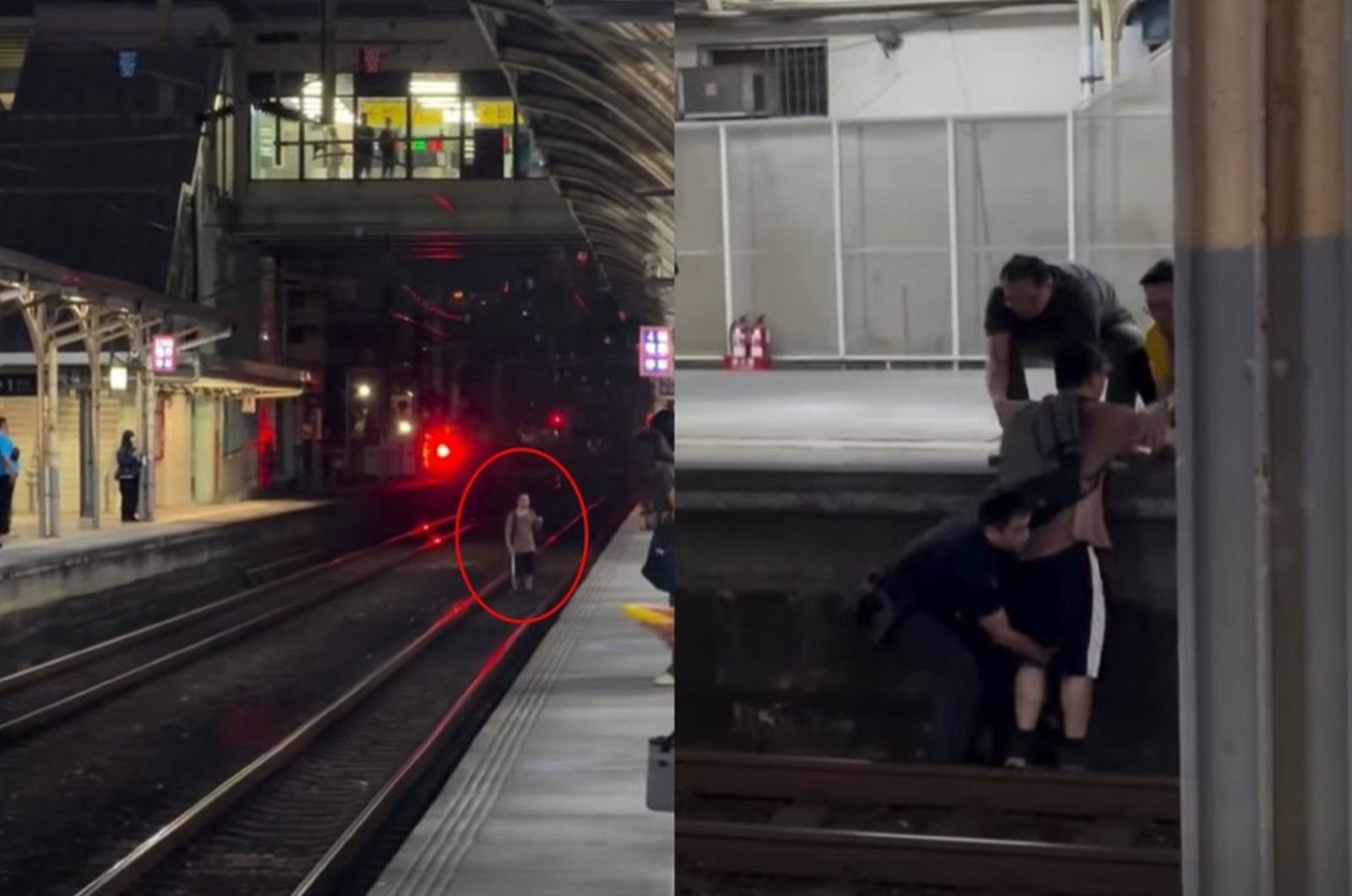 羅姓男子與母親發生爭執,一時情緒失控,跳下台南火車站軌道。翻攝自臉書三鐵情報社:事故通報與鐵道事件分享