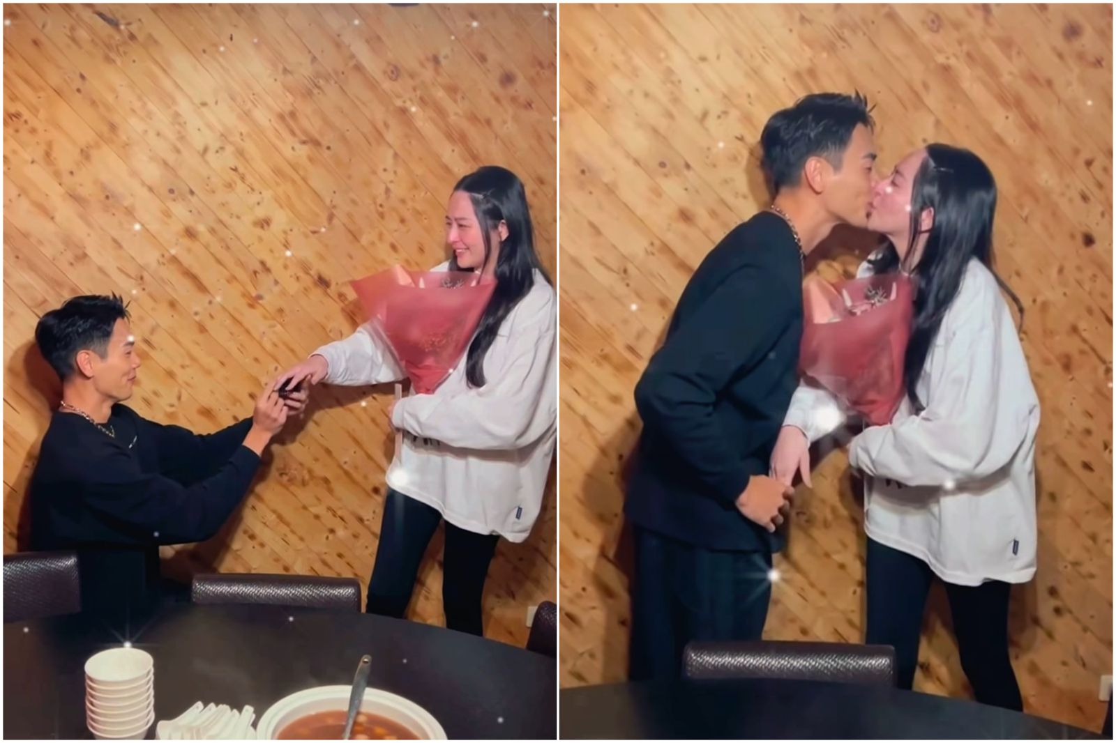 禾浩辰（左）對吳品潔求婚成功。翻攝IG @pinpin_woo