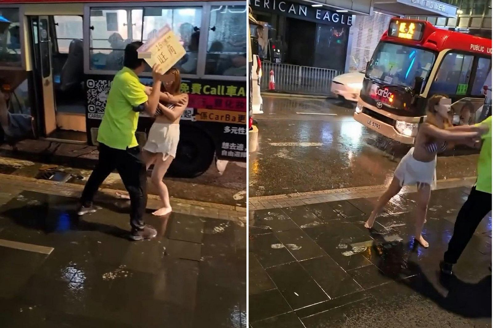 妹子坐霸王車爆衝突　網歪樓只看比基尼雨中濕身「正唷」