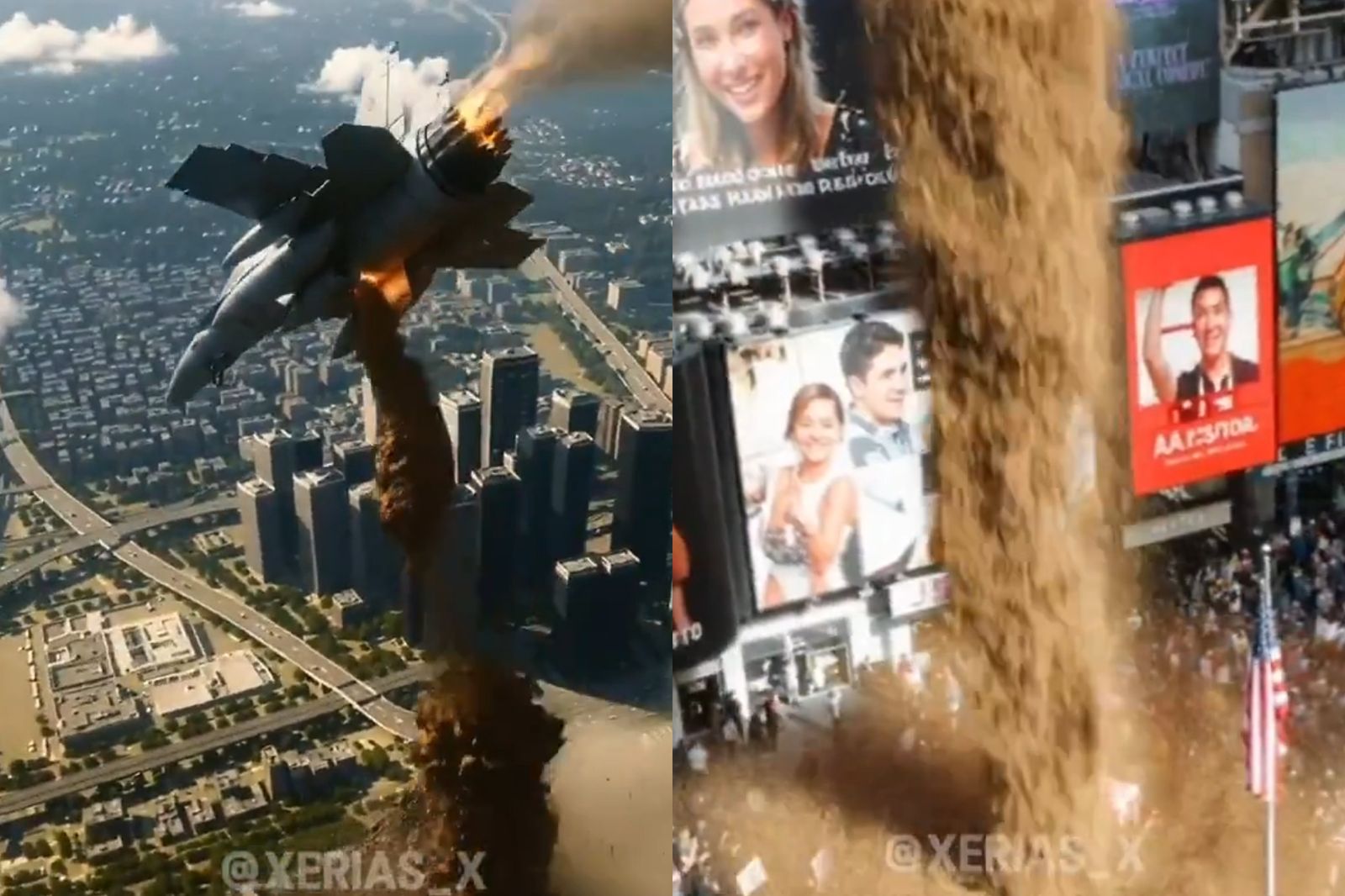 川普以AI生成影片駕駛戰機噴射糞便，轟擊紐約抗議民眾。圖／翻攝自Truth Social@realDonaldTrump