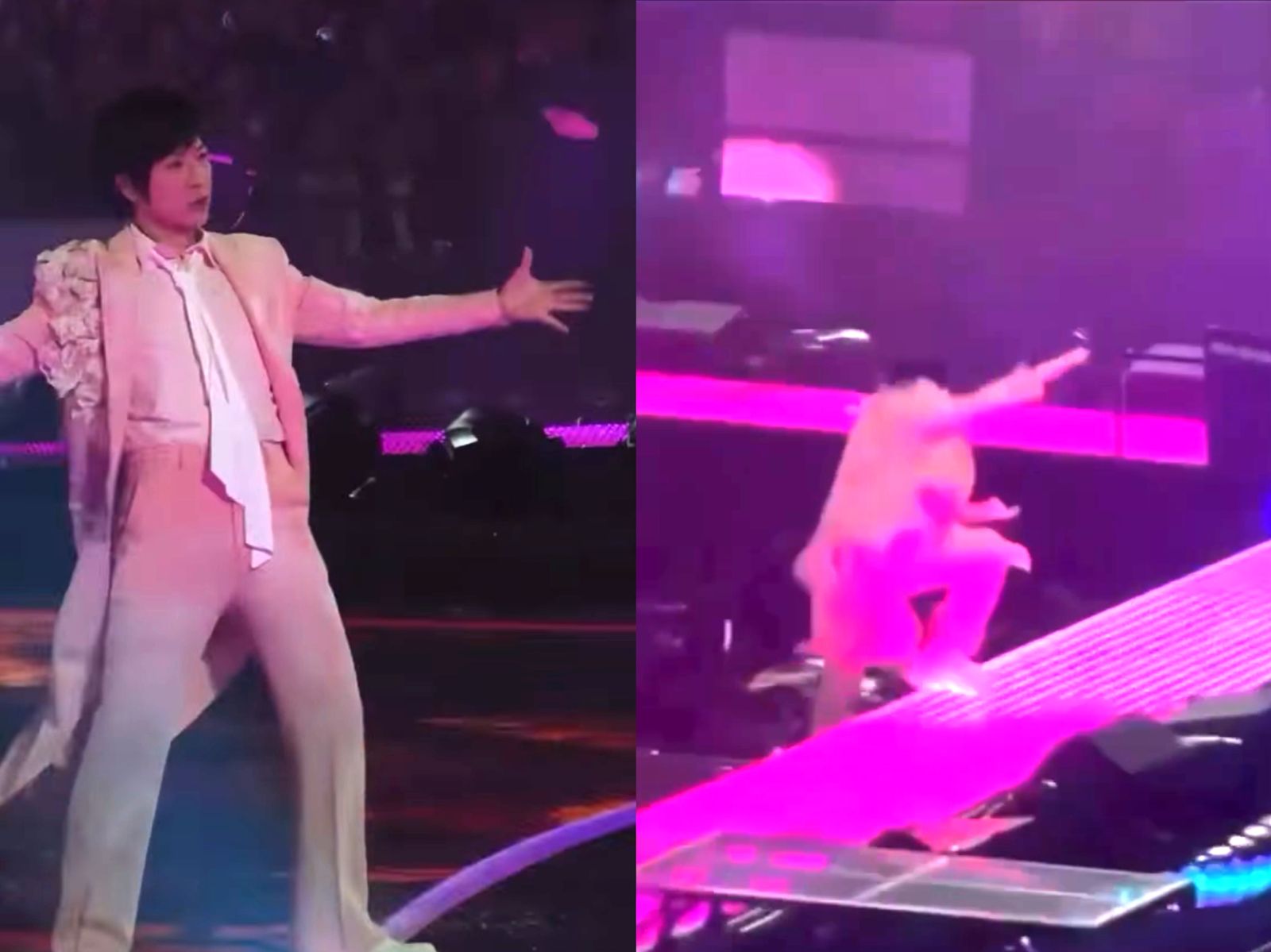 阿信日前在上海演唱會不慎跌落舞台。翻攝小紅書