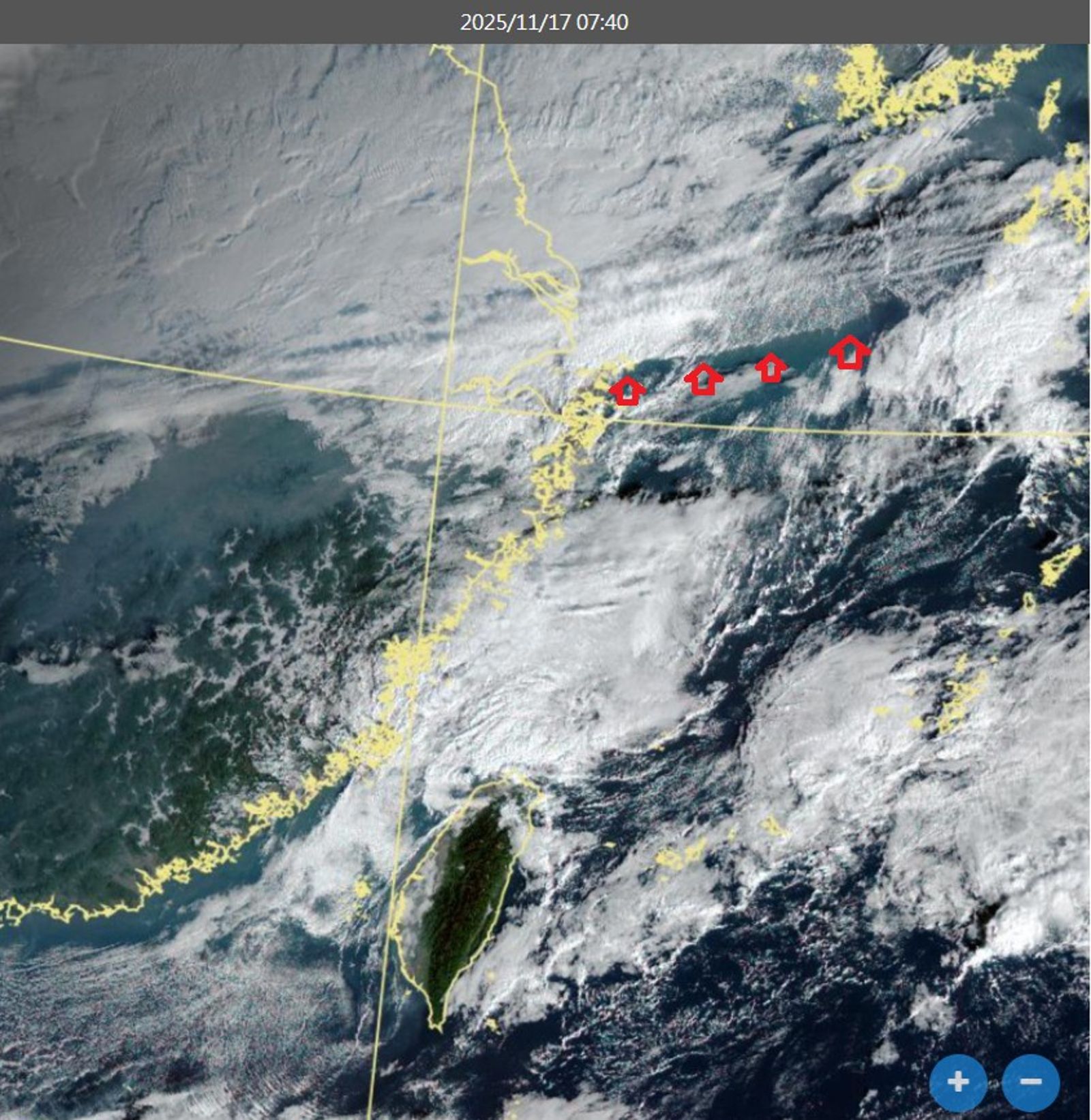衛星雲圖上的「雲街」。圖/鄭明典FB