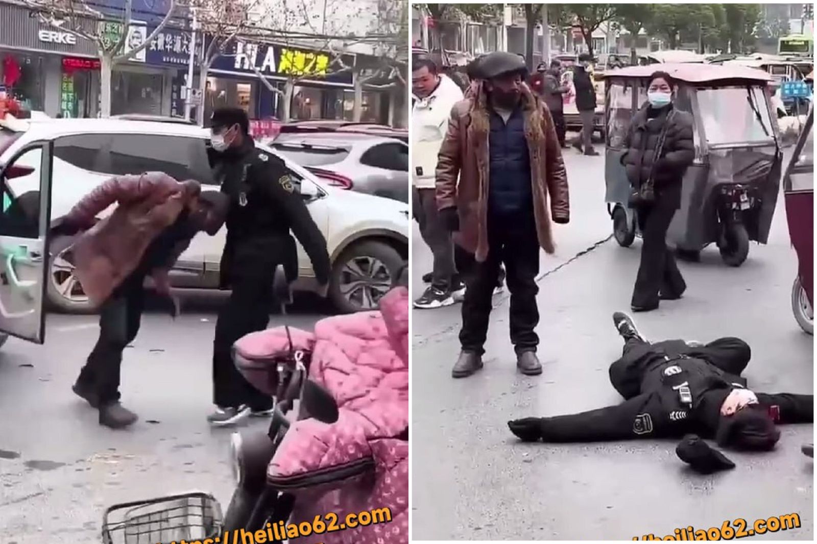 中國老翁鐵頭功太強！一頭撞倒年輕保全　他真的倒地不起