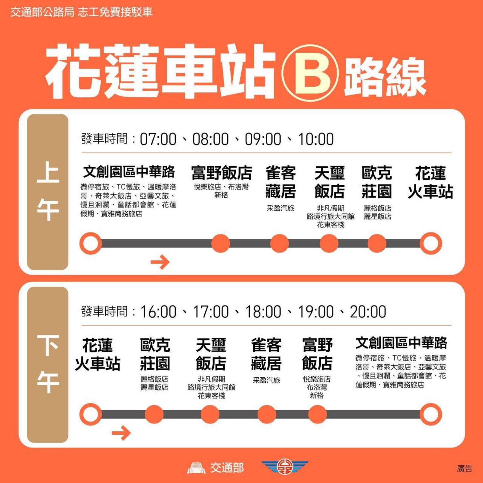 花蓮車站B路線。圖／翻攝畫面