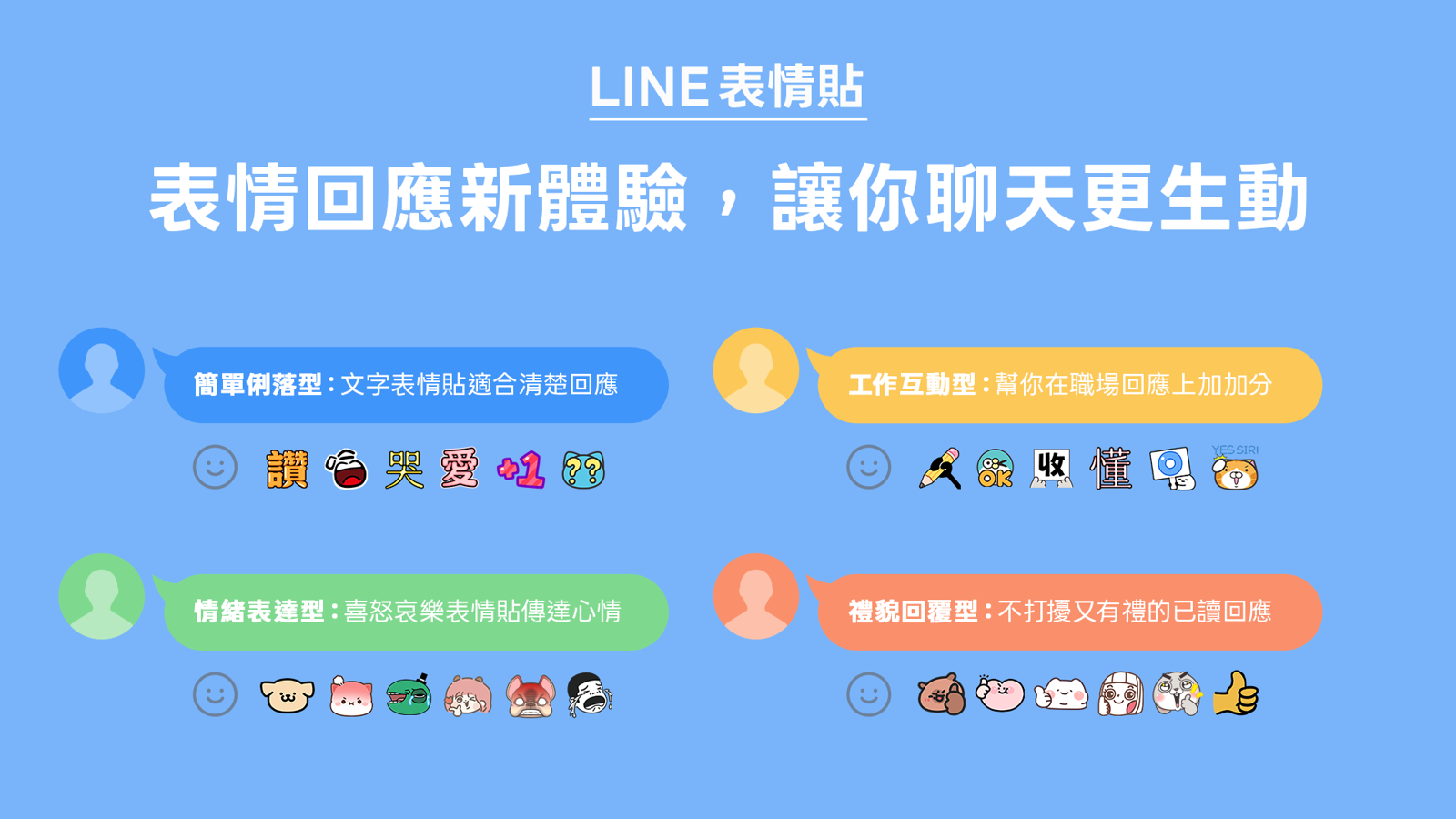「表情回應」為用戶帶來溝通新樂趣，可以充分表達、展現自我。（LINE提供）