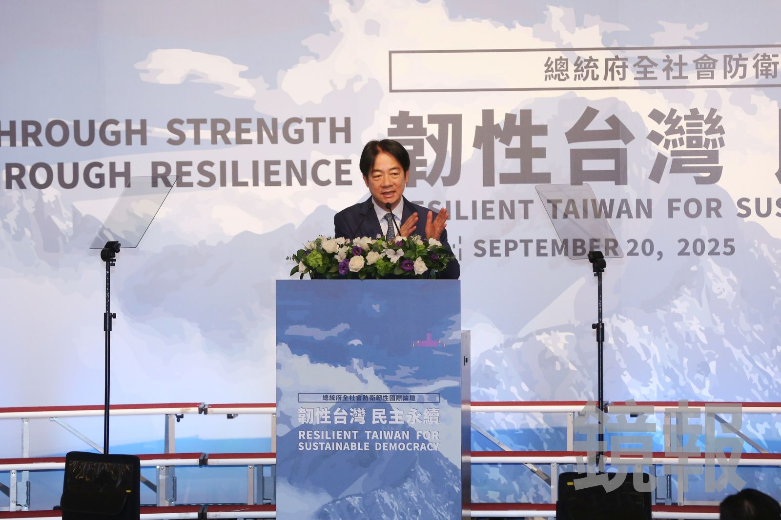 賴清德強調，台灣將持續提升國防力量，明年度國防預算將達到GDP3.32%，也盼能在2030年前達到GDP5%。（圖／董孟航攝）