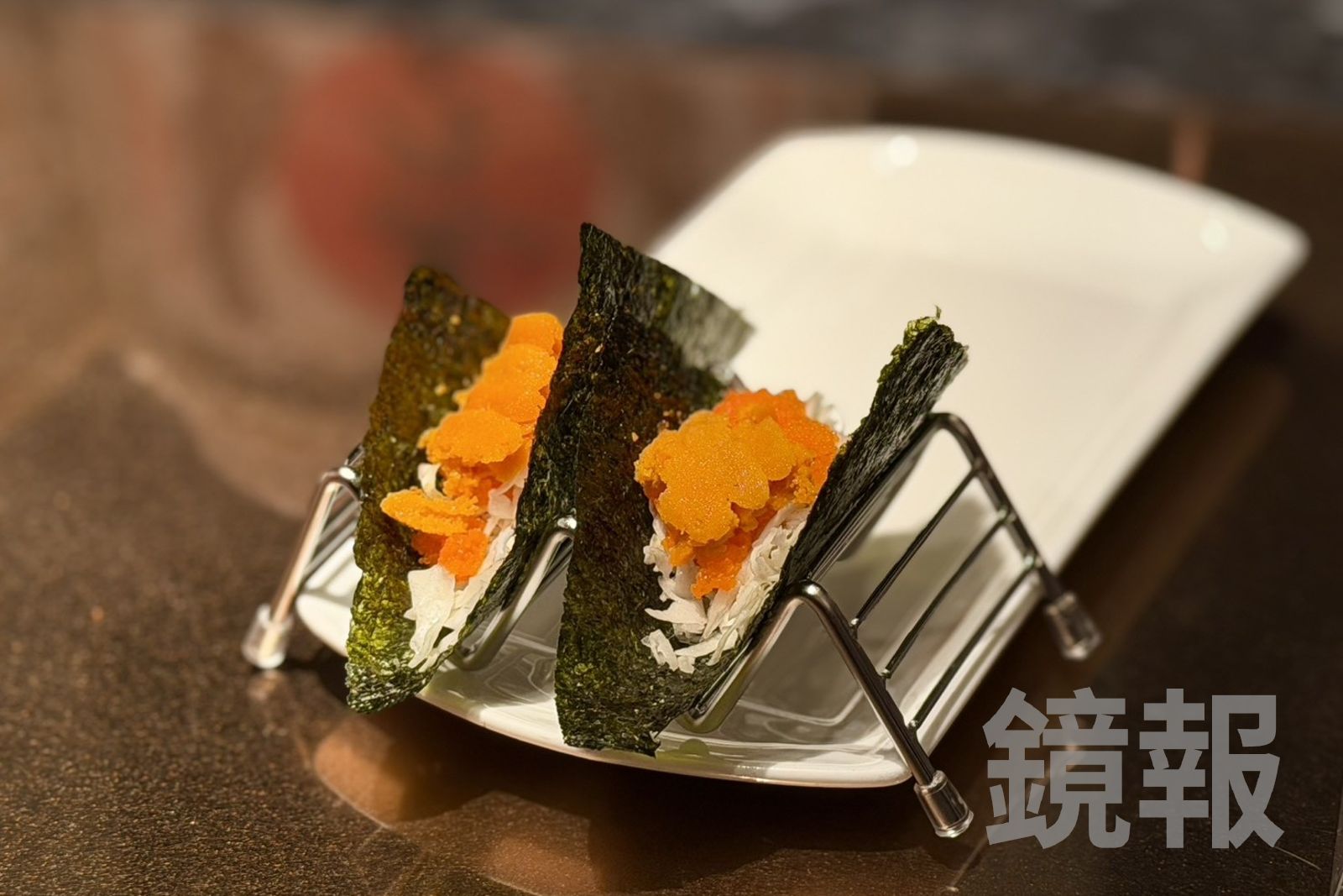 除了海膽蝦卵手捲,也可以換成干貝或甜蝦。