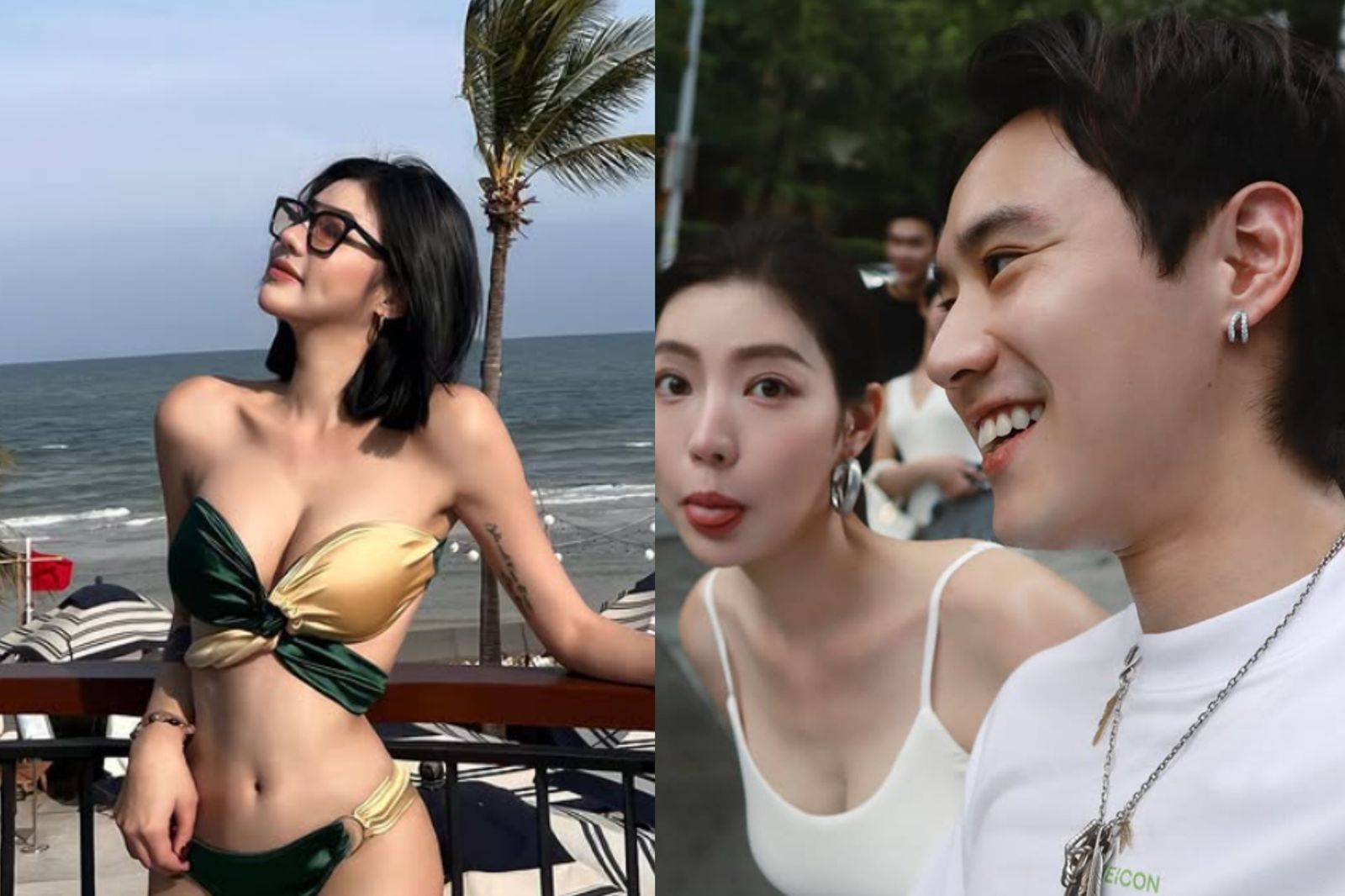 凱渥辣模張敏面容身材姣好，IG擁有超過7萬粉絲，她7月與楊博涵出席藝術展（右圖）難得貼出合照。翻攝min8657 IG