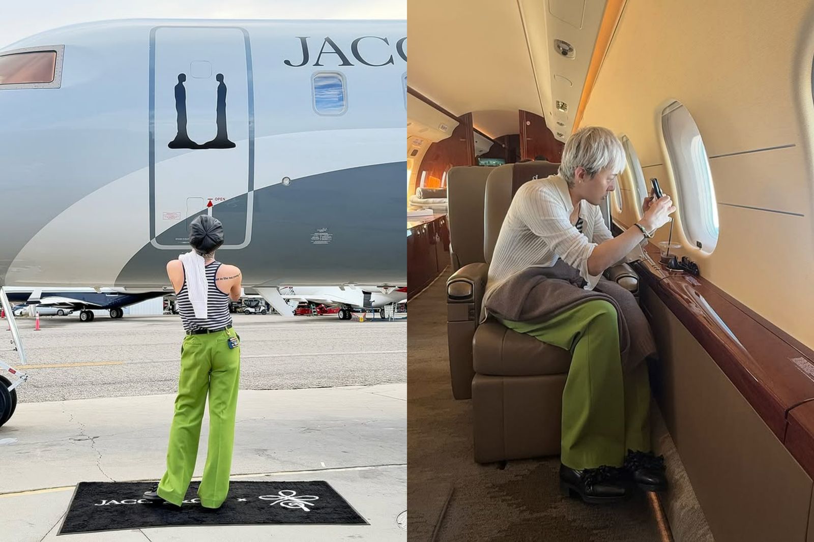 GD的私人專機印有專輯logo、小雛菊等專屬圖像。翻攝IG@8lo8lo8lowme