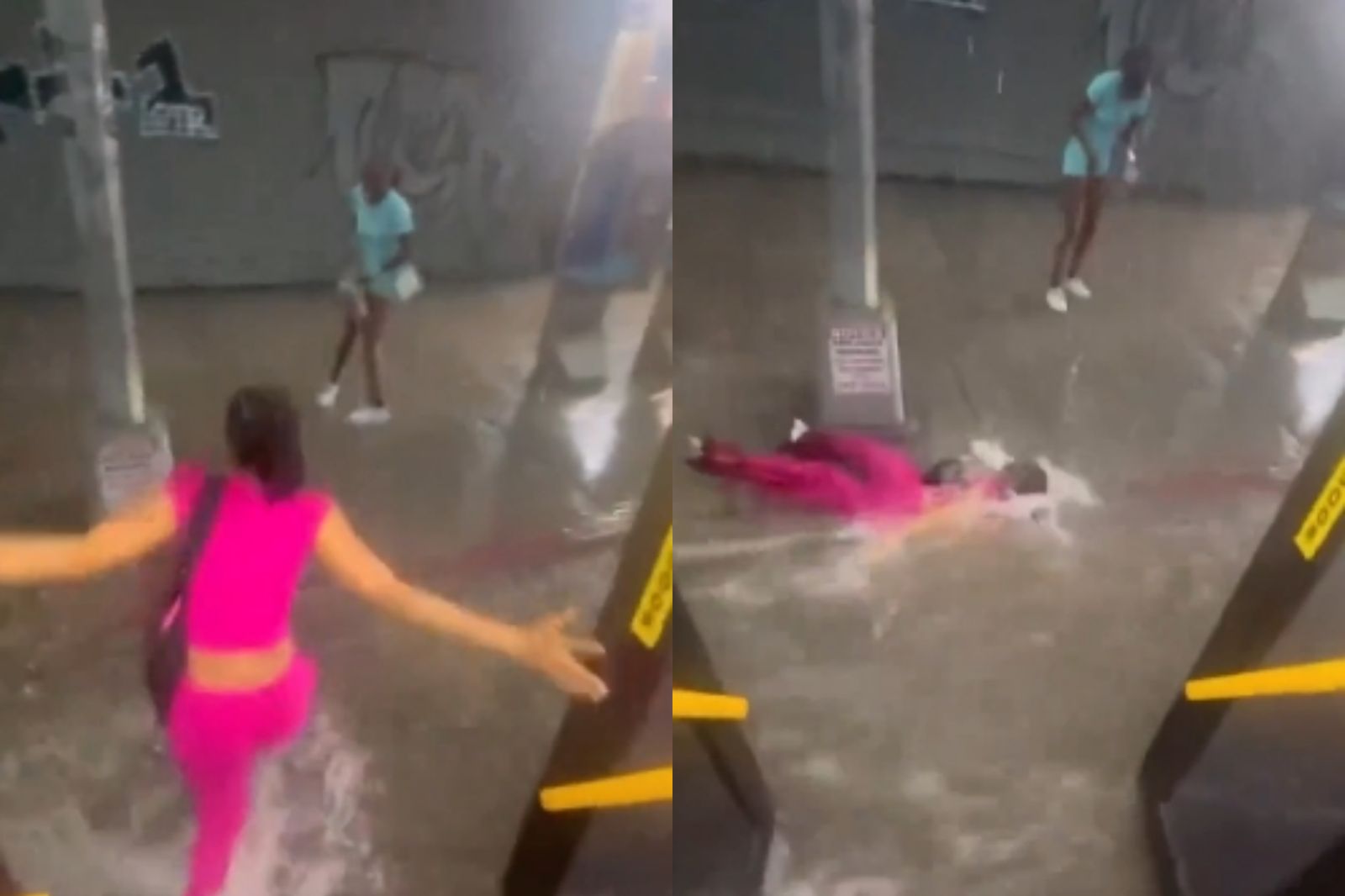 紐約遭暴雨襲擊…公車變孤島!女剛下車「秒遭水流捲走」 驚悚畫面曝