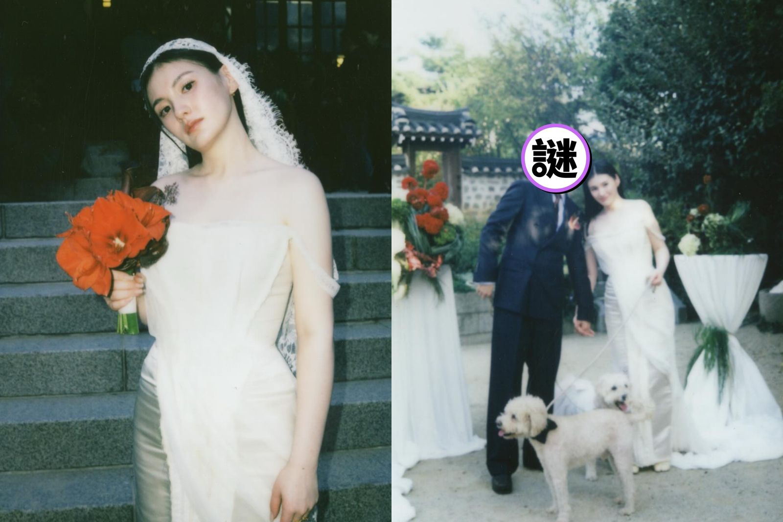35歲的韓國女星金容智今以「人妻」之姿分享婚紗美照,日籍老公正臉也曝光。圖/翻攝自IG@demi_kimee