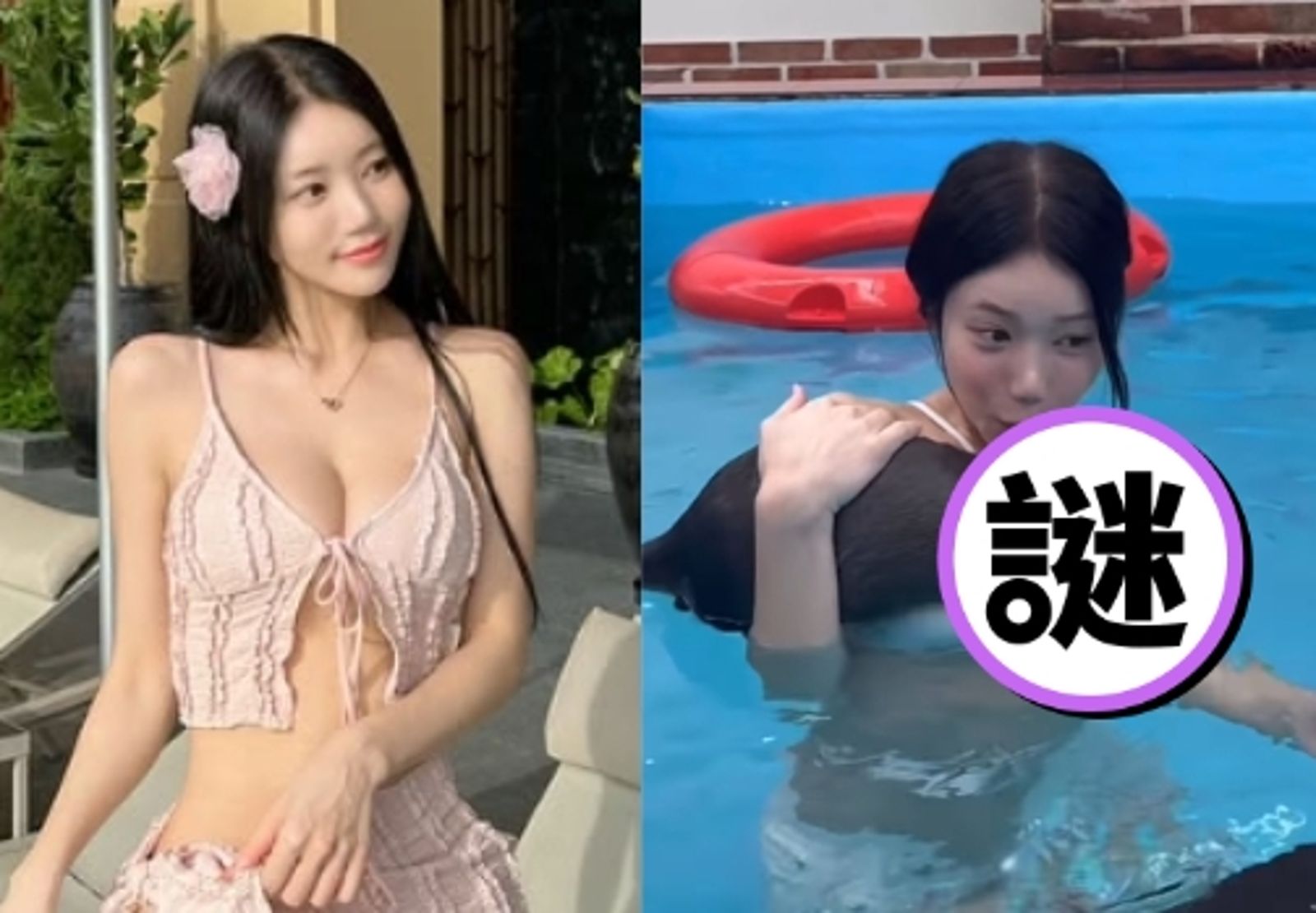韓國正妹泳池戲水！被水獺「猛鑽比基尼」險走光　網一看暴動了