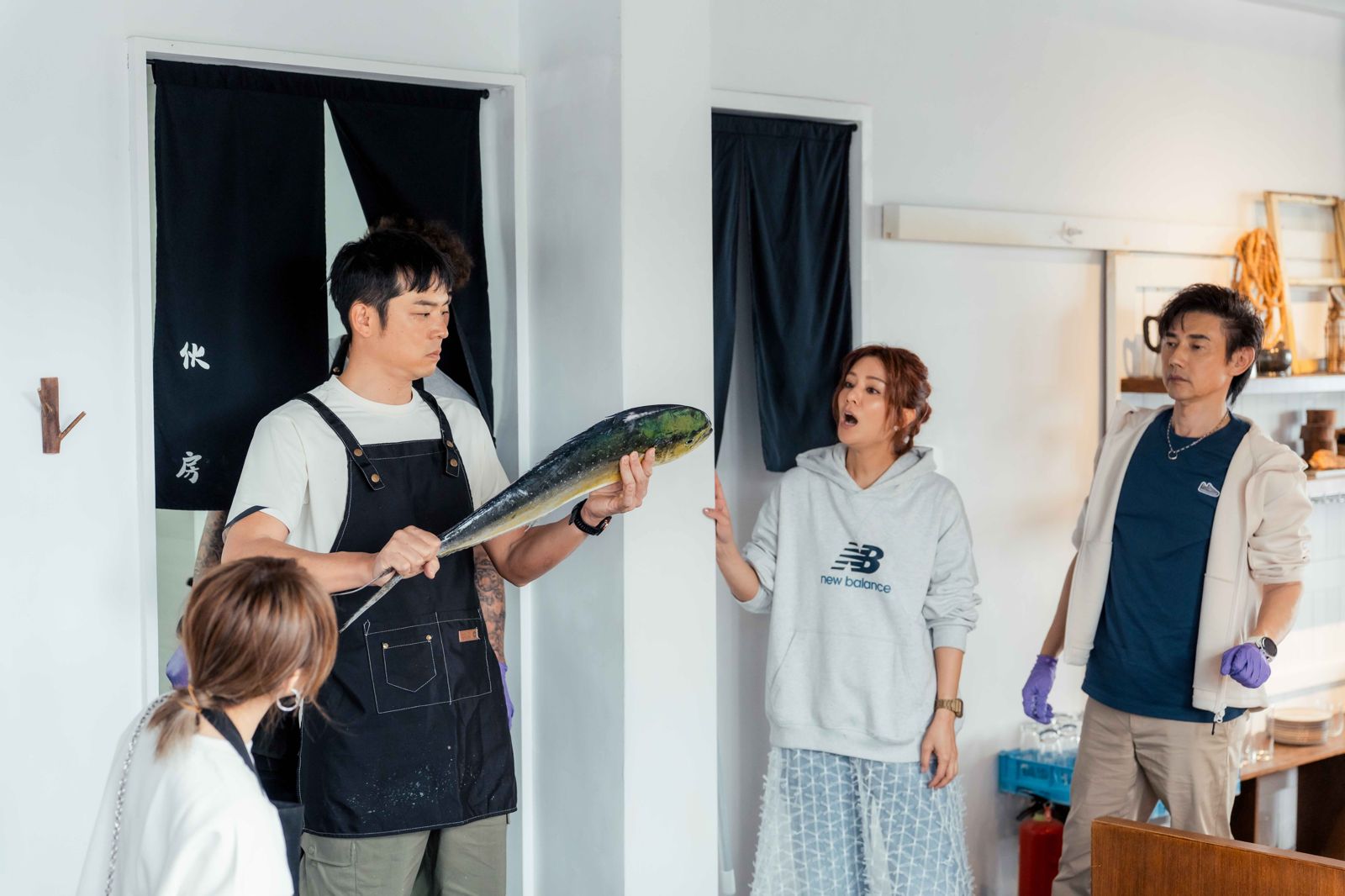 《嗨！營業中》左起白安、姚元浩、莎莎、包偉銘來到花蓮正式開店。好看娛樂提供