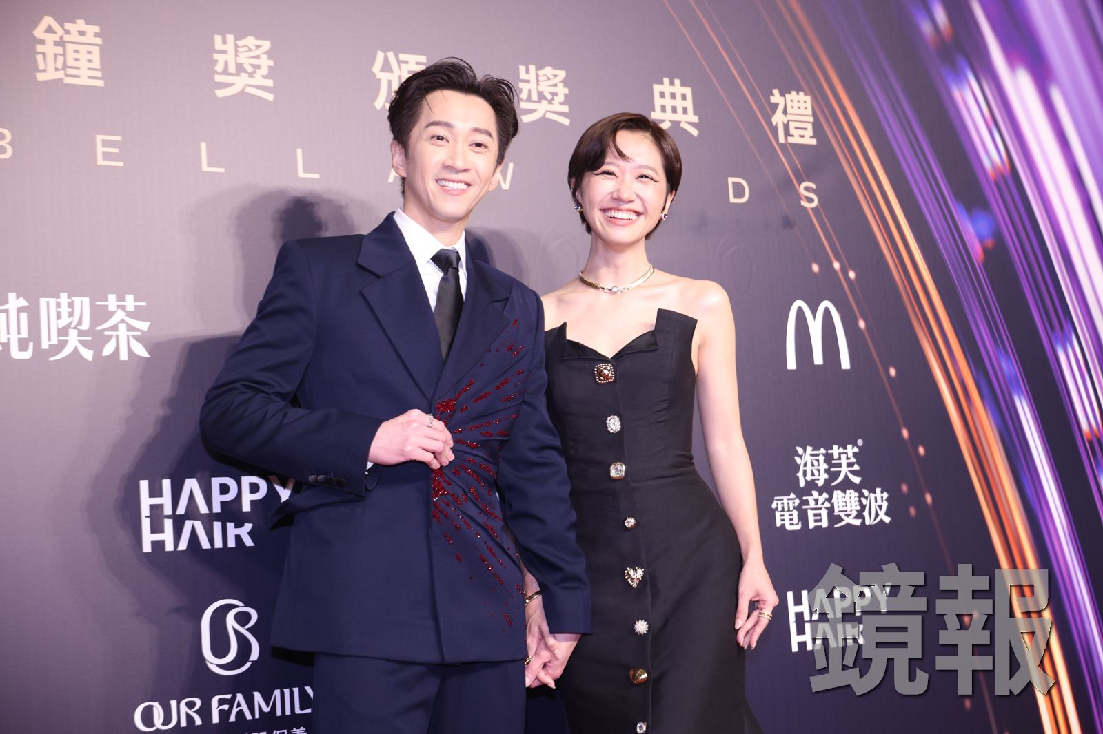陳漢典(左)、Lulu今牽手走紅毯。攝影李鍾泉