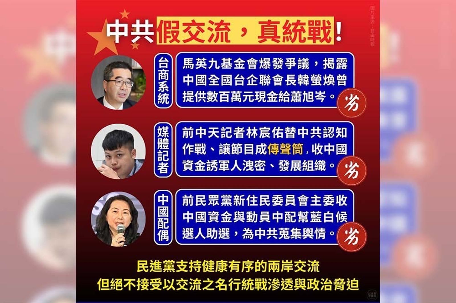 揭穿中共3大管道對台滲透 綠批藍爭議修法讓台灣掉進「促統陷阱」