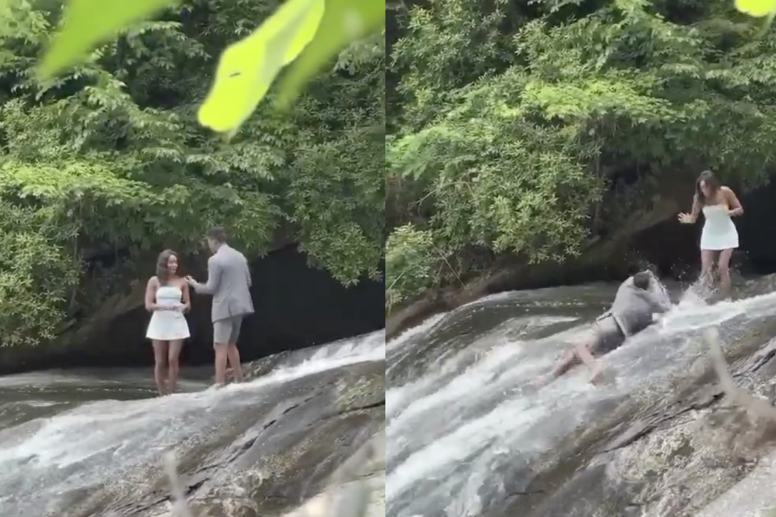 連上帝都不同意？男子在瀑布上求婚　還沒開口「被水沖走」下場曝光