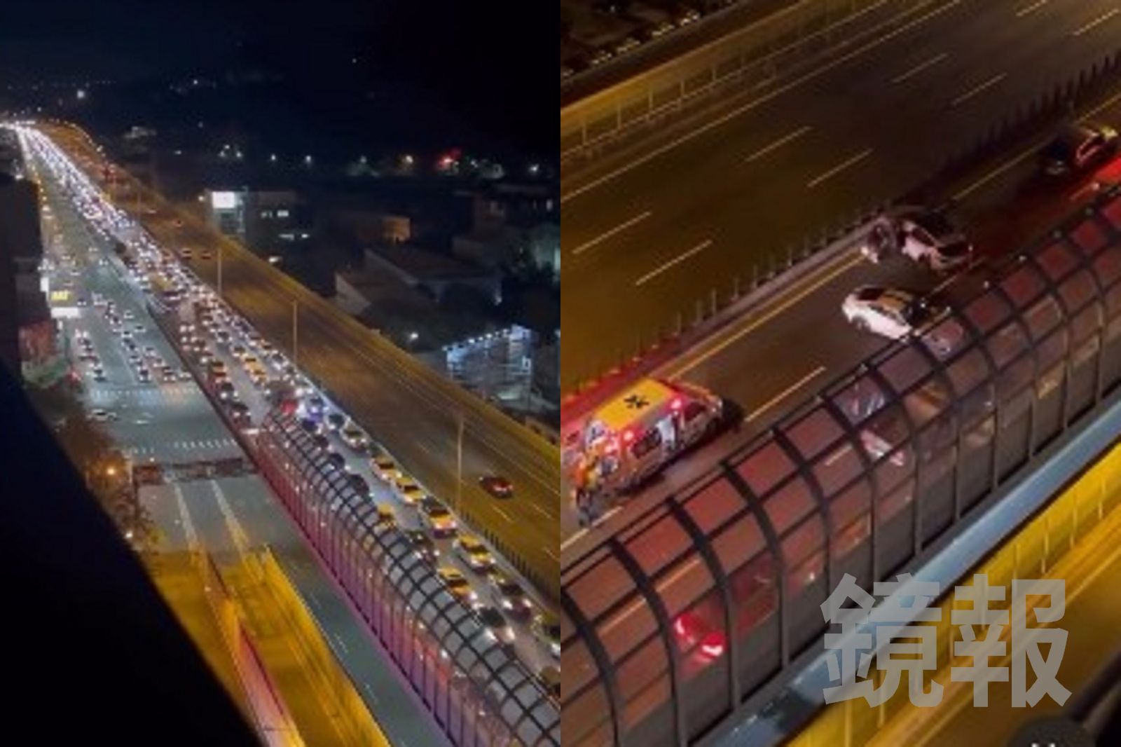 台中74線5車連環撞5傷　車流回堵塞成了「百萬夜景」