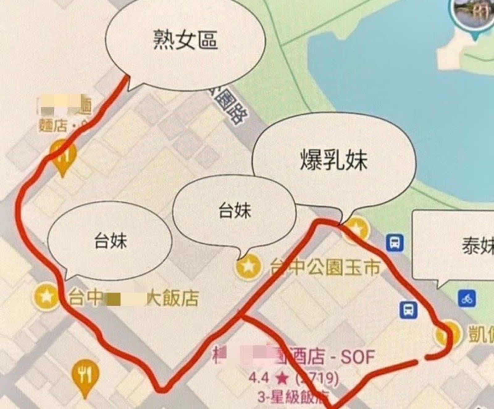網瘋傳「極樂台中地圖」　老司機認證：準確度高…網笑導覽比市府詳細
