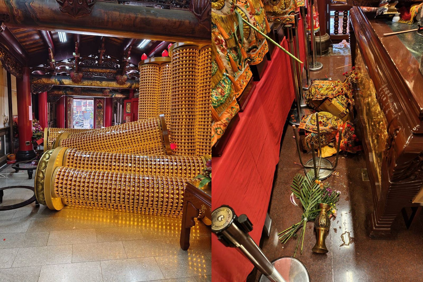 300年台中萬和宮被砸廟!光明燈倒整排、媽祖神像摔落地 嫌犯當場被制伏法辦