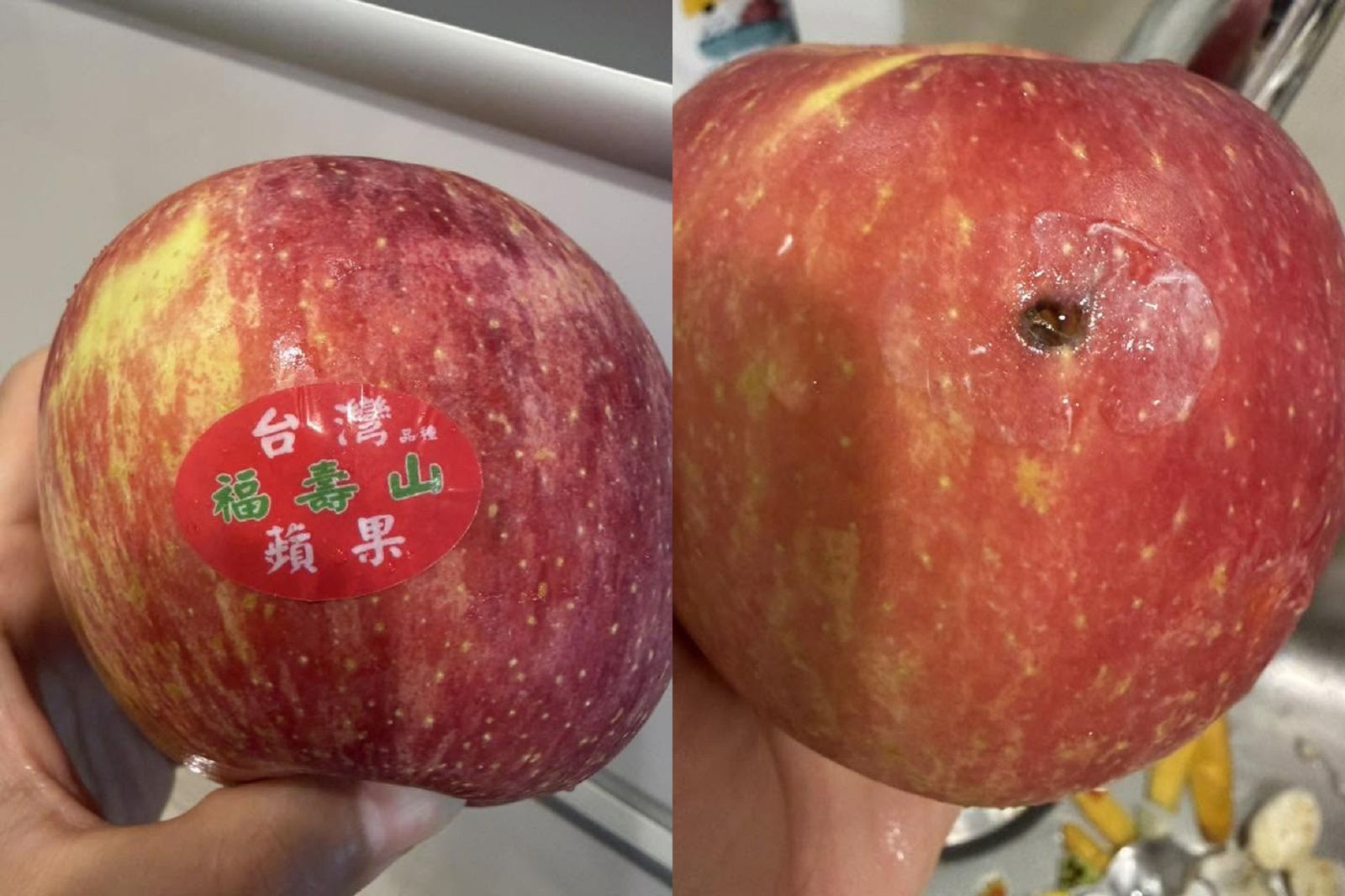 獨家/貼紙撕開赫見腐爛坑洞!菜市場買「福壽山蘋果」1斤420元 消費者傻眼怒轟欺騙