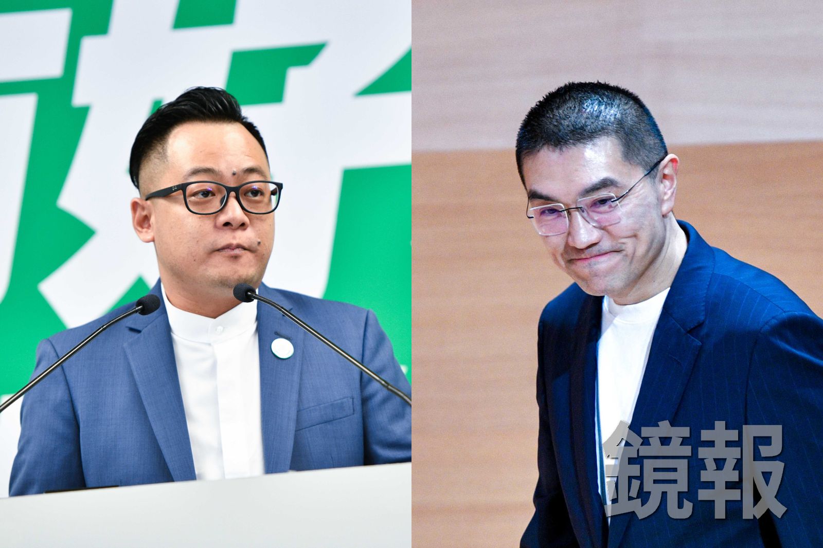《鏡新聞》民調顯示,基隆市長謝國樑(右)的當選看好度高過民進黨基隆市長參選人童子瑋8.4個百分點。資料照片。攝影李智為