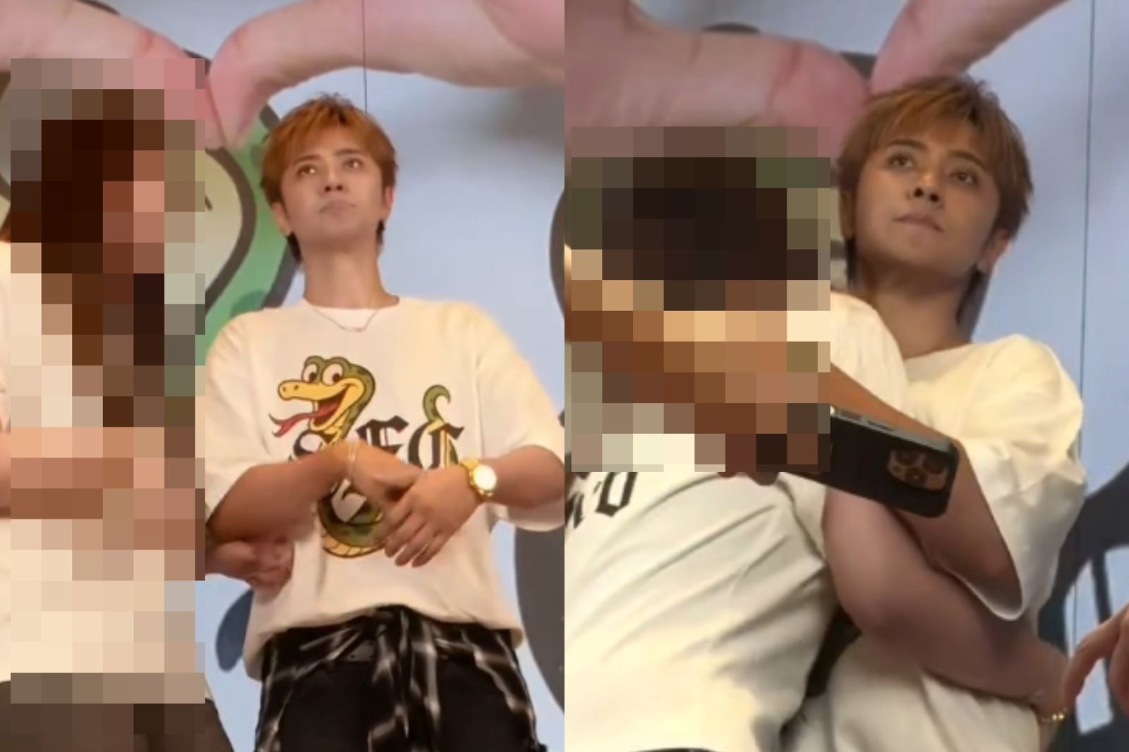 網友質疑羅志祥與粉絲互動卻不看對方一眼、行為也相當僵硬。圖/翻攝自Threads