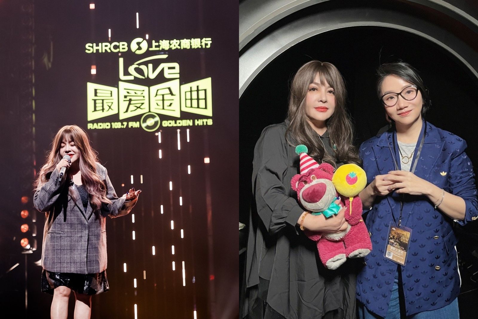 千百惠去年參加上海最愛金曲榜活動與陶晶瑩(右)合影。翻攝千百惠微博