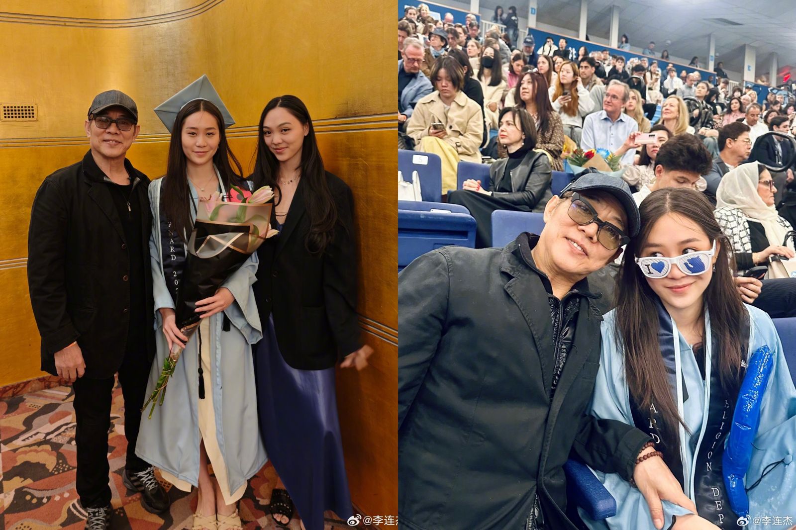 李連杰5月到紐約參加小女兒畢業典禮。翻攝李連杰微博