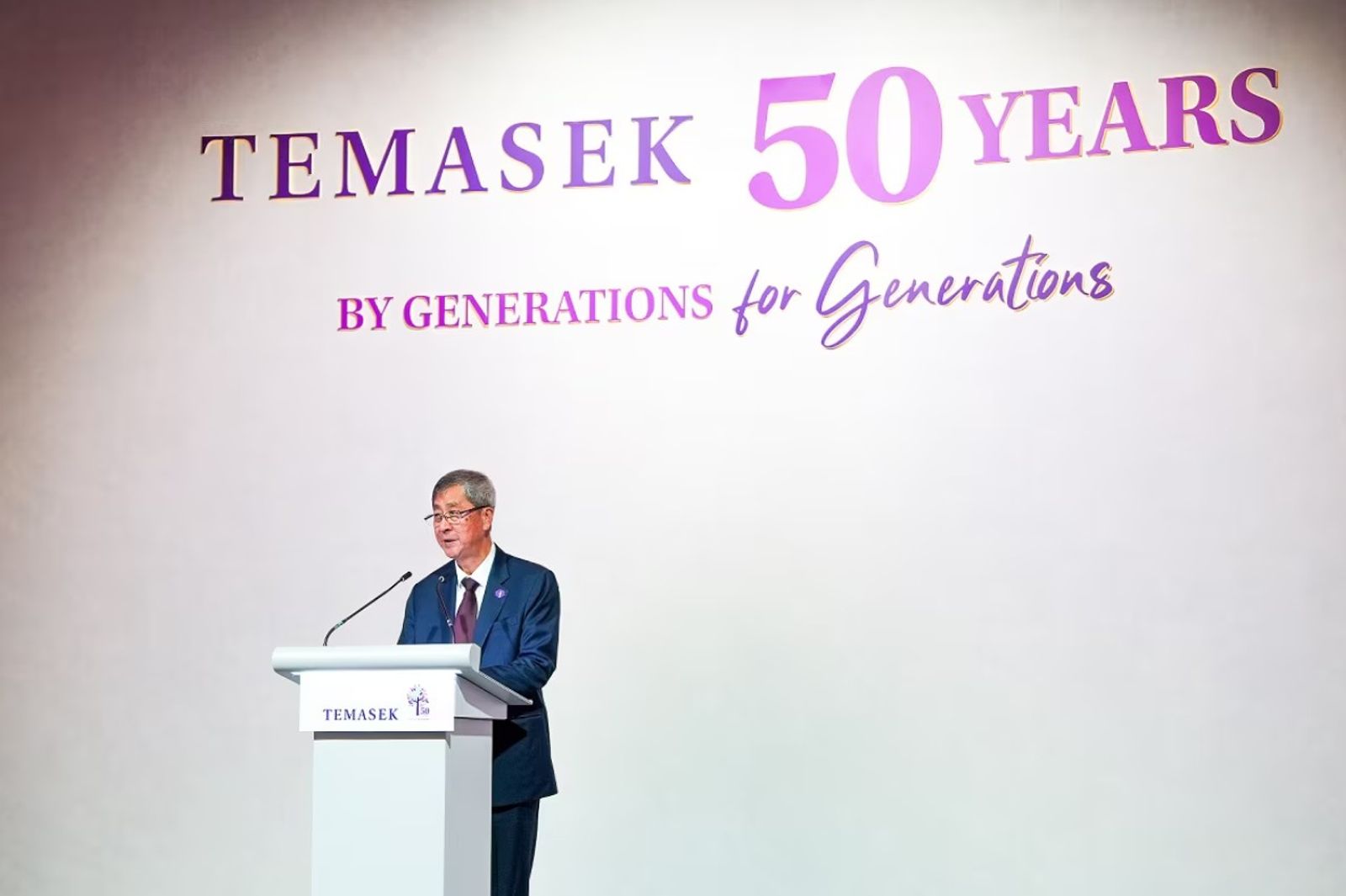 淡馬錫董事長林文興在2024年9月23日的淡馬錫50週年晚宴上致詞。圖/翻攝自淡馬錫官網