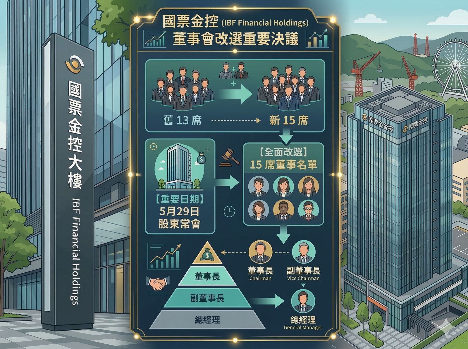 國票金董事改選大混戰不打了！　同額15席名單全喬好了今送董事會審查

