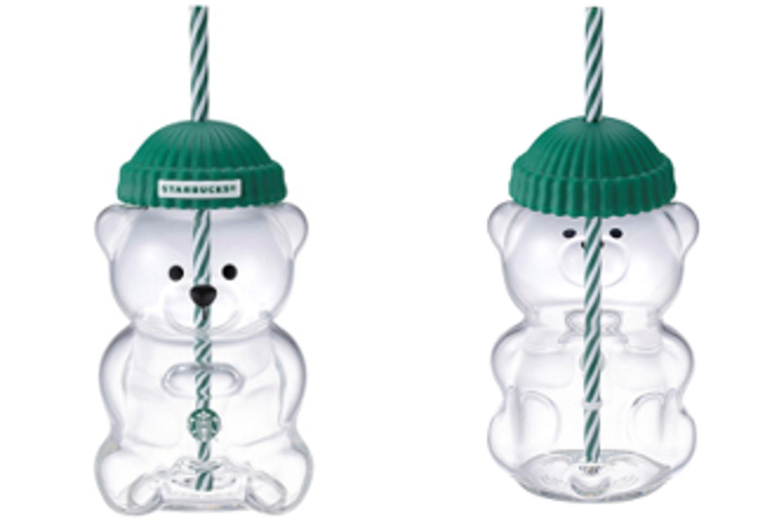 「星巴克小熊玻璃TOGO冷水杯」是透明玻璃杯設計。（980元／個，星巴克供圖）