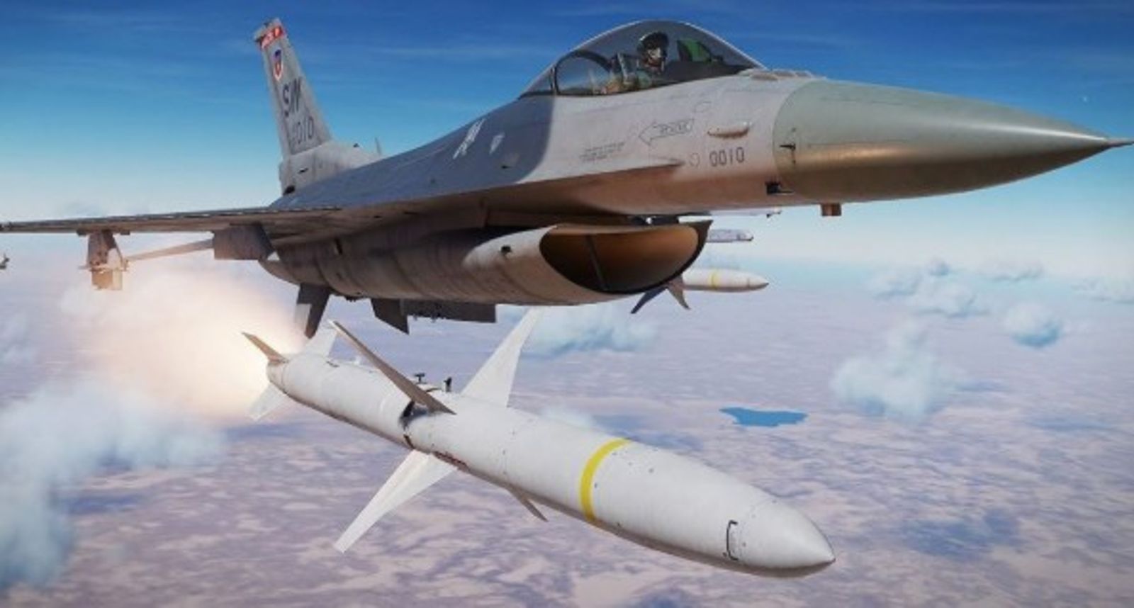 F-16戰機發射AGM-88反輻射飛彈。翻攝自網路