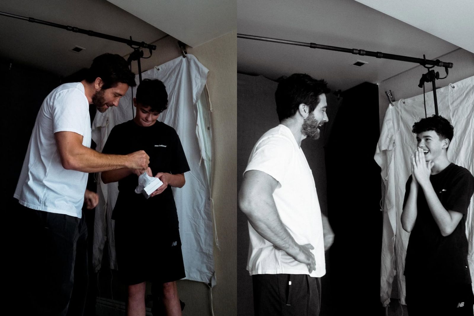 傑克葛倫霍（左）特別送給歐文庫柏幸運小物。翻攝IG@owencoooper