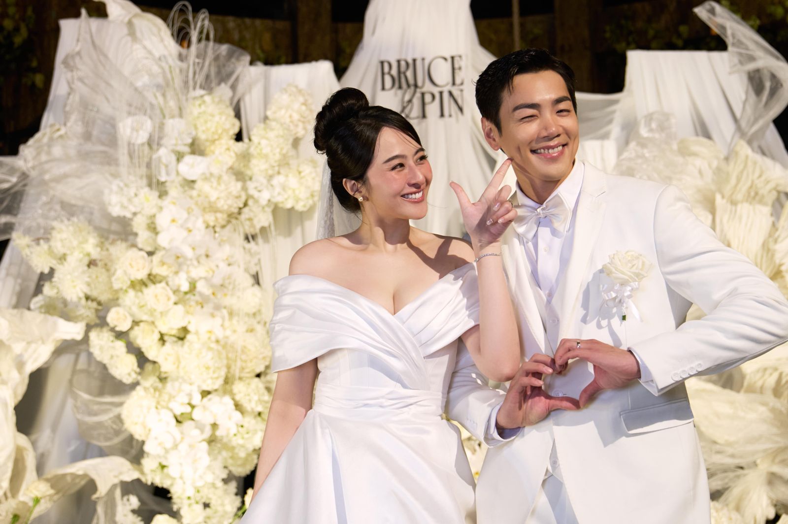 禾浩辰（右）、吳品潔婚禮溫馨動人。快樂成長娛樂提供