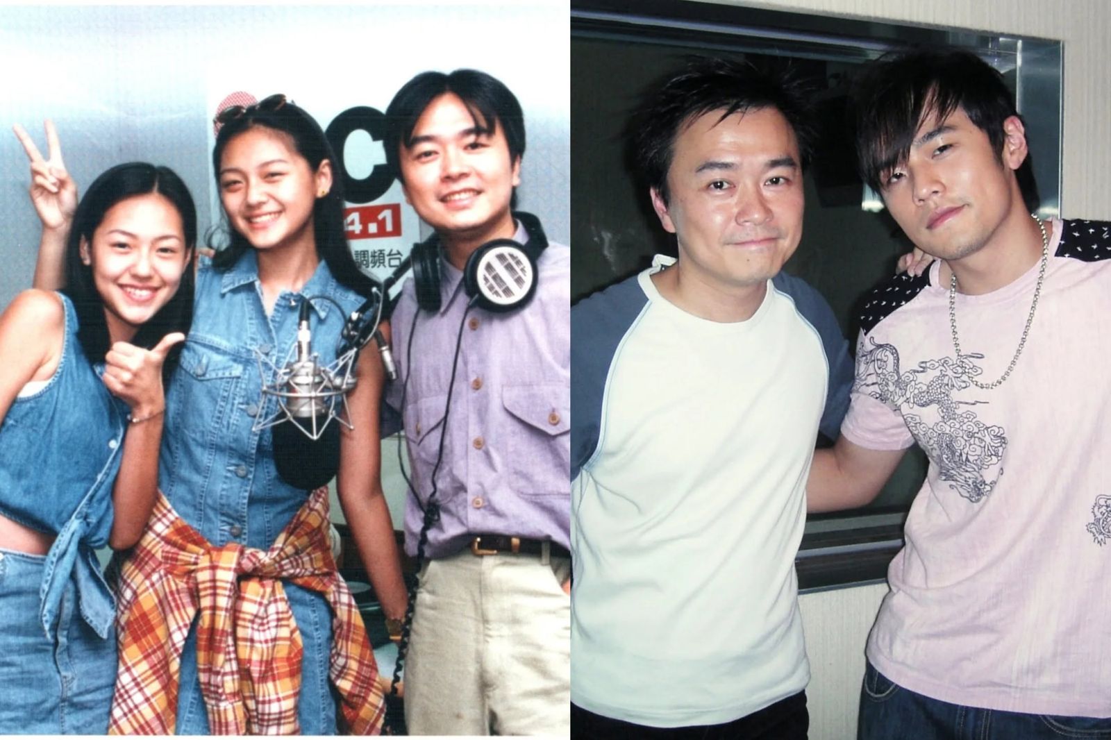 廣播人傅汝洋(右二)曾訪問ASOS(左)、周杰倫(右)等藝人歌手。翻攝傅汝洋臉書