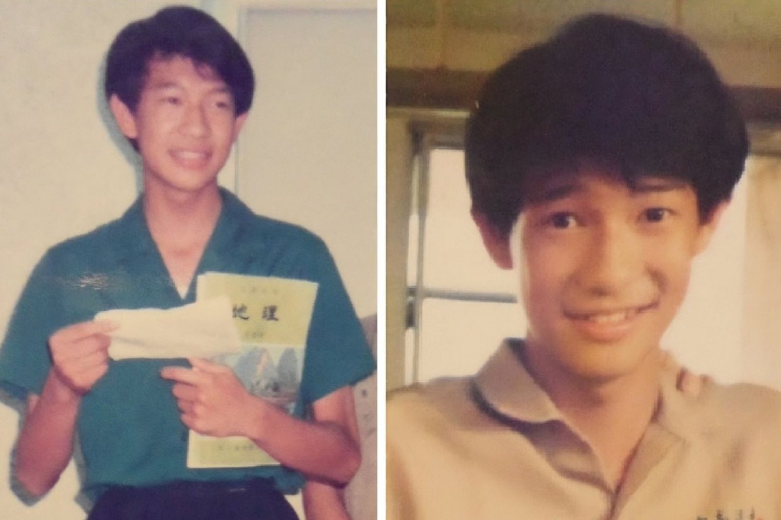 徐展元大方分享17歲時就讀中正高中,因話劇比賽反串穿北一女制服的嫩照。圖/翻攝自徐展元臉書