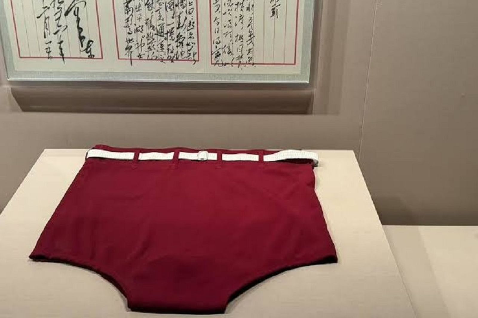 毛澤東「紅色原味內褲」展出 網友熱議:有汁液的臘肉?