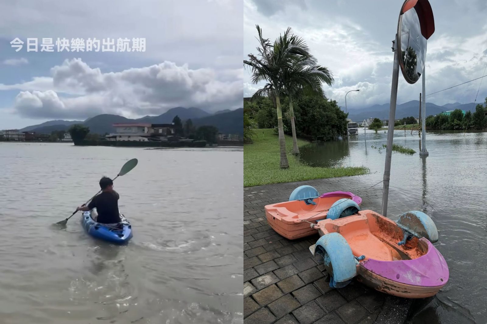 網友發現宜蘭許多家戶備有獨木舟、木筏，甚至小船。圖／翻攝自Threads