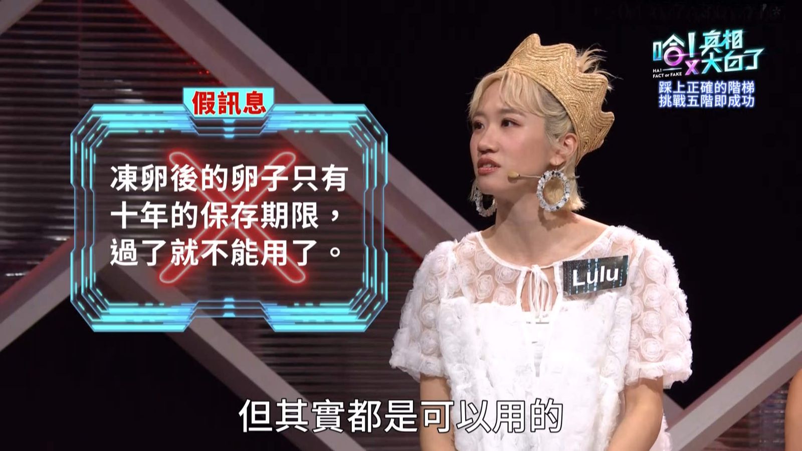 Lulu當專家，親身經驗解說「凍卵」保存期限。公視提供