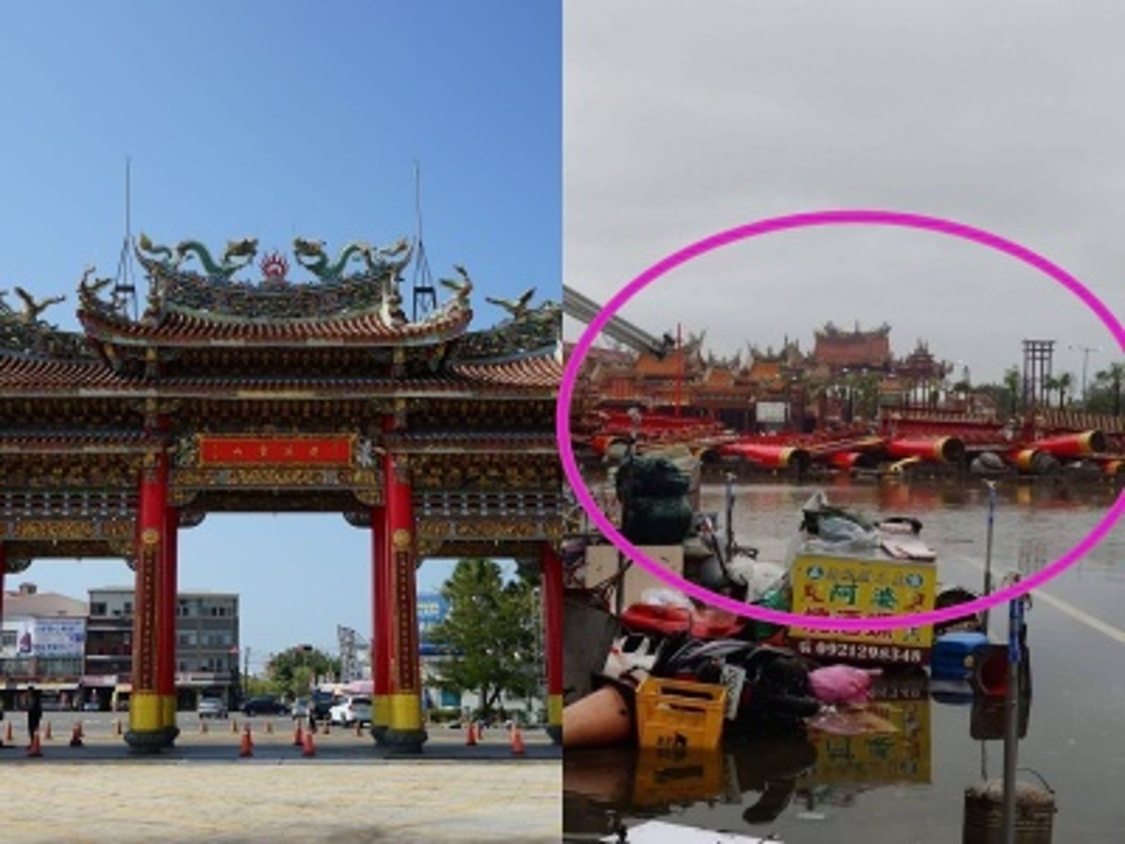 丹娜絲發威！吹垮43年南鯤鯓代天府木牌樓　台南測出站史第3強陣風