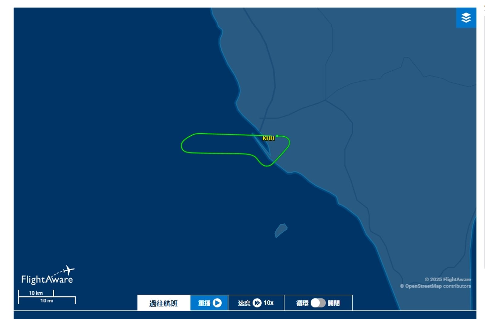 華信航空AE301航班緊急返航。圖／翻攝自flightaware網站