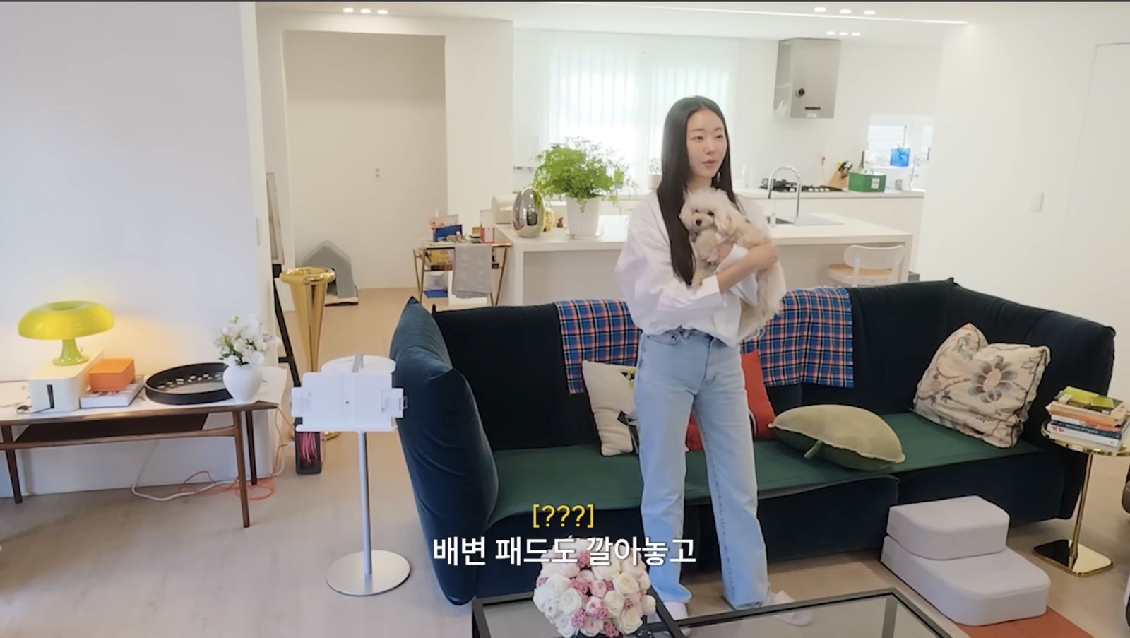 金莎朗透露因為擔心漏水弄壞地板，還拿了毛小孩的尿墊應急，苦笑說：「很吸水！」翻攝YT@@kimsarang_love