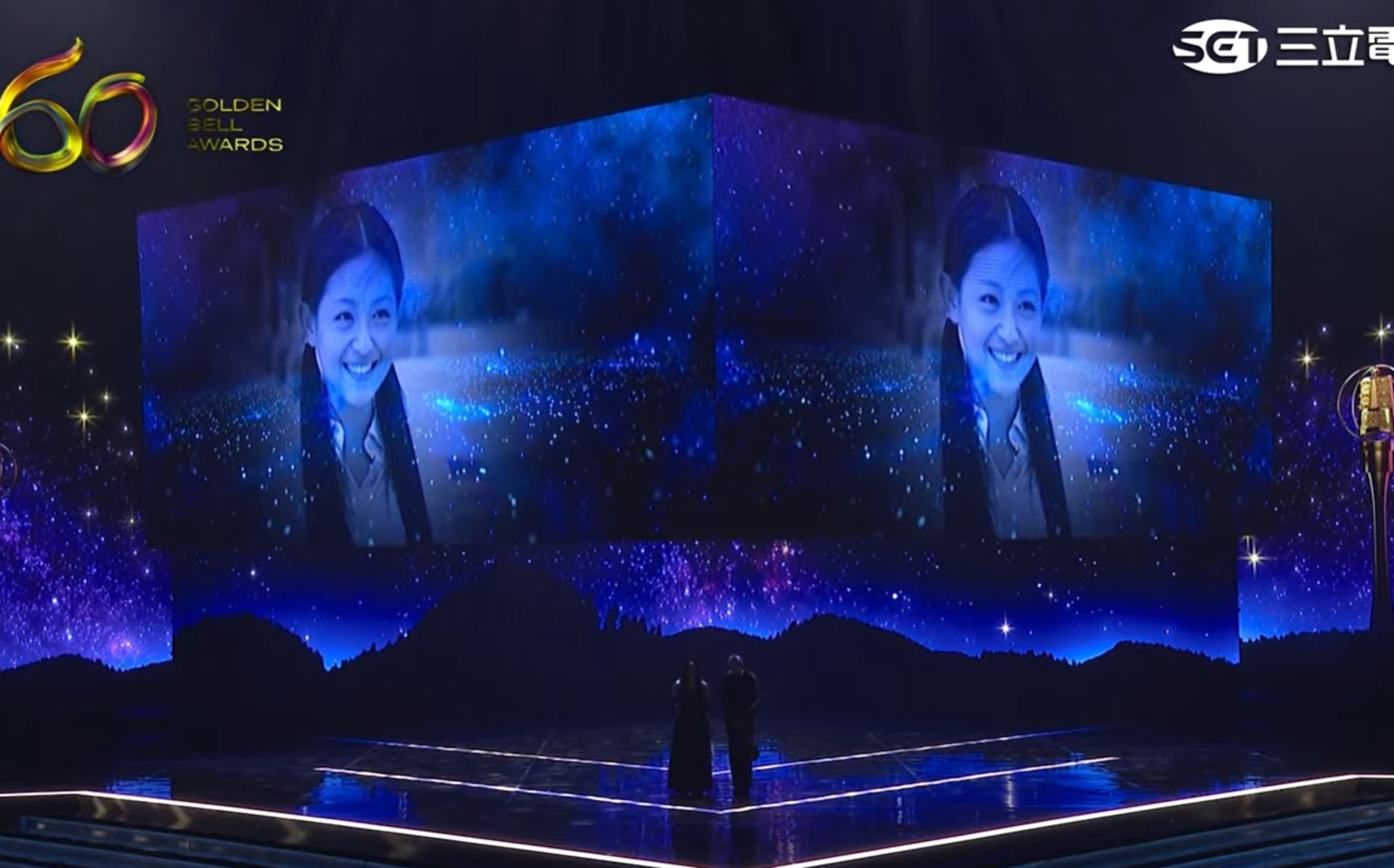 大S連續兩天出現在金鐘獎頒獎典禮的緬懷已故影視工作者橋段。翻攝金鐘獎Youtube