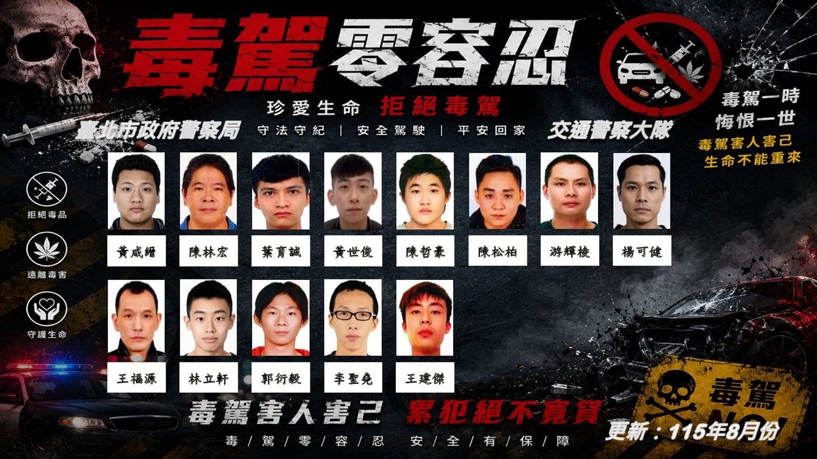 台北市交通事件裁決所公佈毒駕累犯名單。圖/翻攝自官網