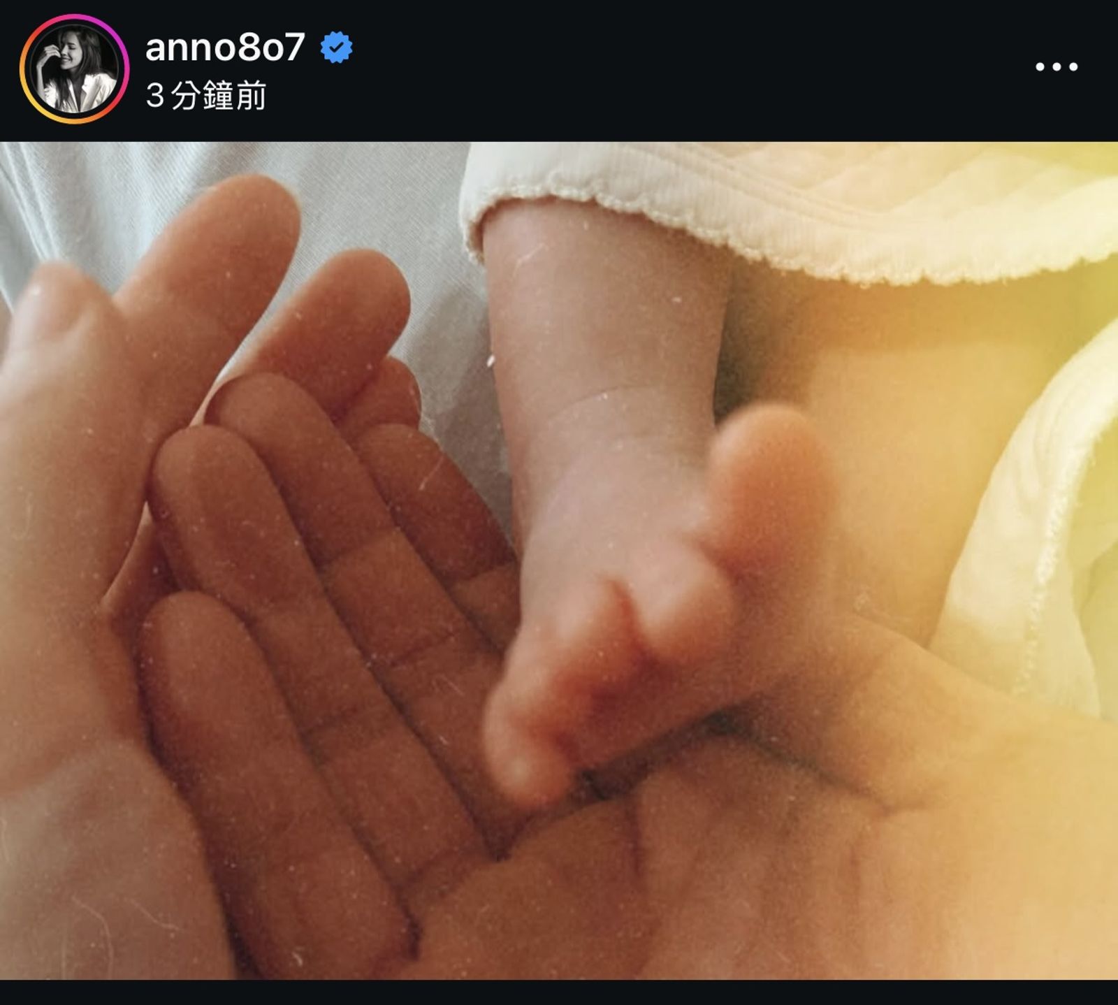 許瑋甯生了。翻攝Instagram @anno8o7