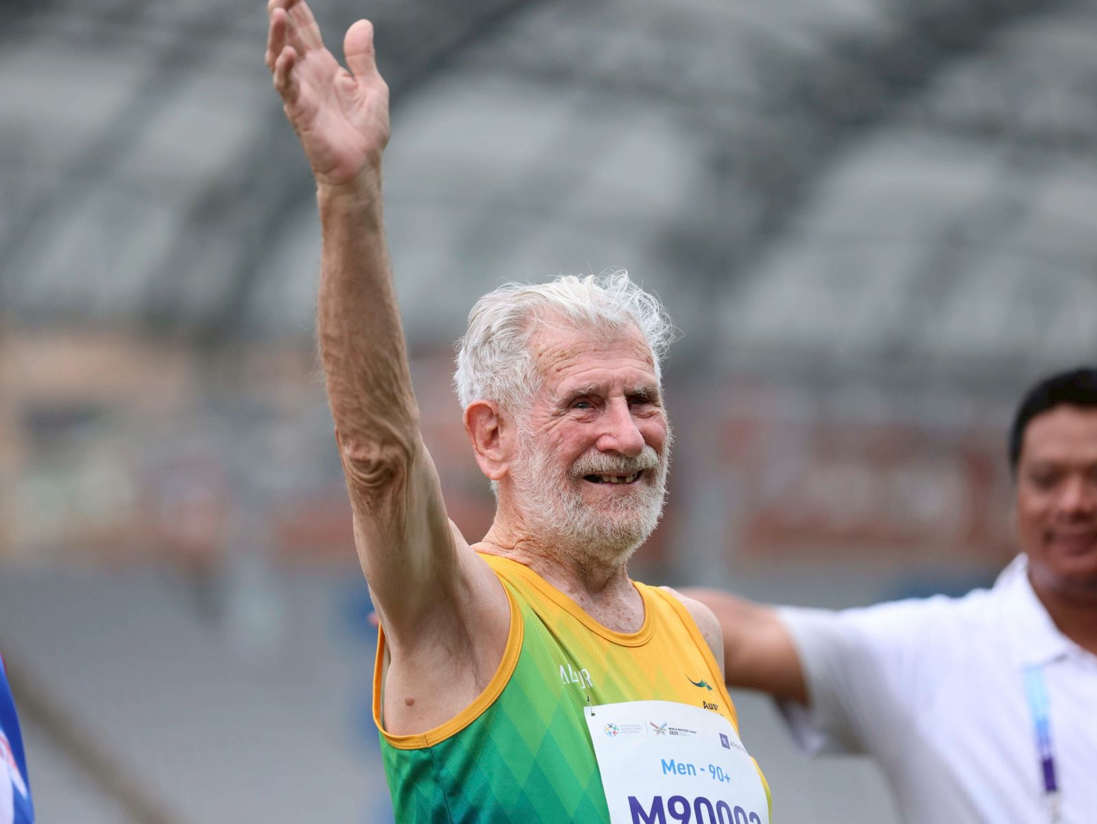 昆凌的爺爺Laurence Quinlivan在本屆世壯運勇奪5面獎牌。劉耀勻攝
